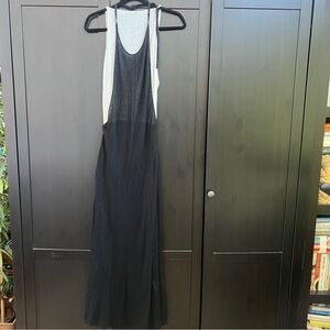 Gia Studios Black Gauzy Maxi Dress with White Panels and Back Detail Size EU 36